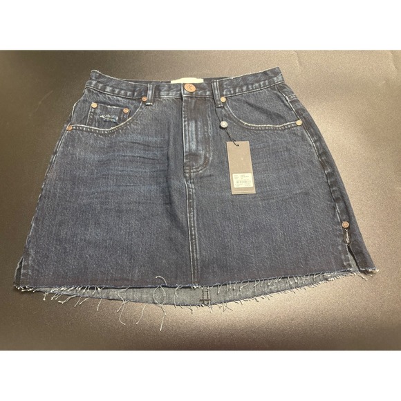 One Teaspoon NWT High Waisted 2020‎ Mini Denim Skirt Fox Black Size 28 MSRP $120 - Picture 1 of 6